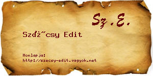 Szécsy Edit névjegykártya